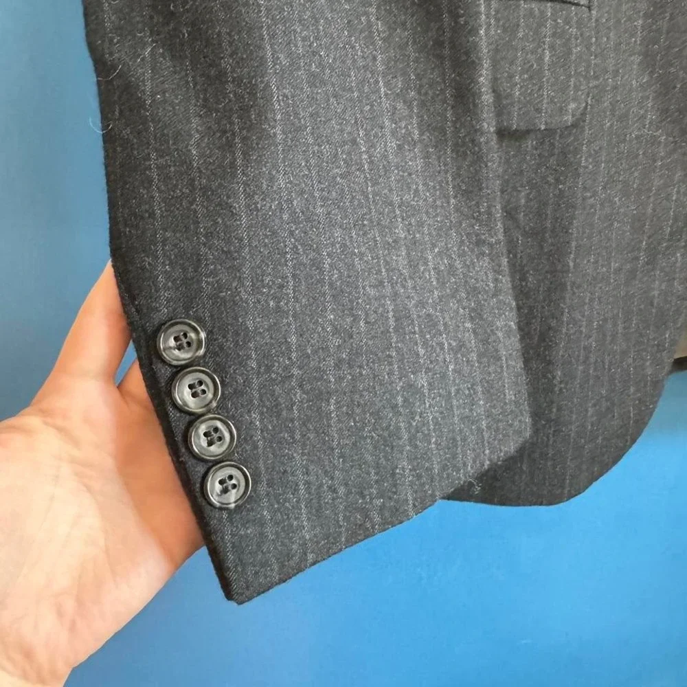 Vintage Wool Blazer Men's Size 41 Regular Evan-Picone Gray White Pinstripe Prep‎